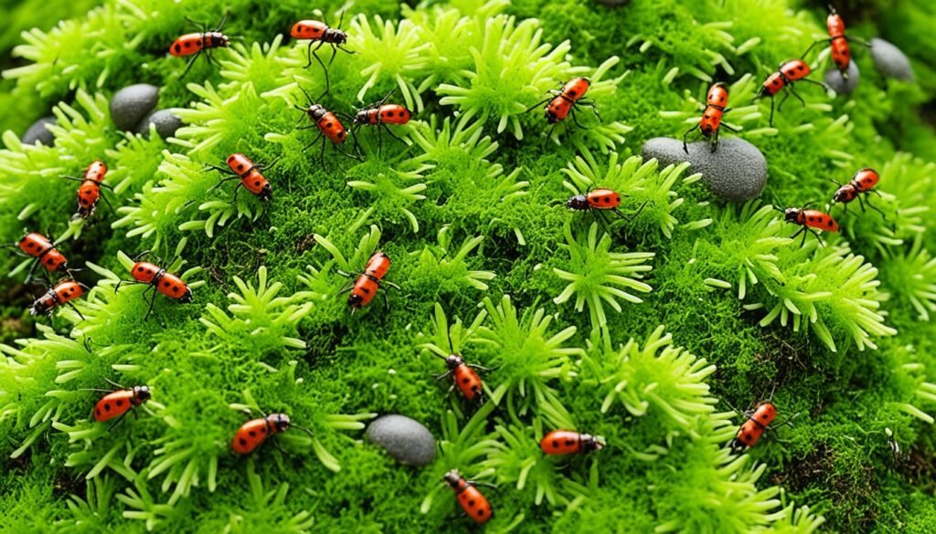 moss and insects